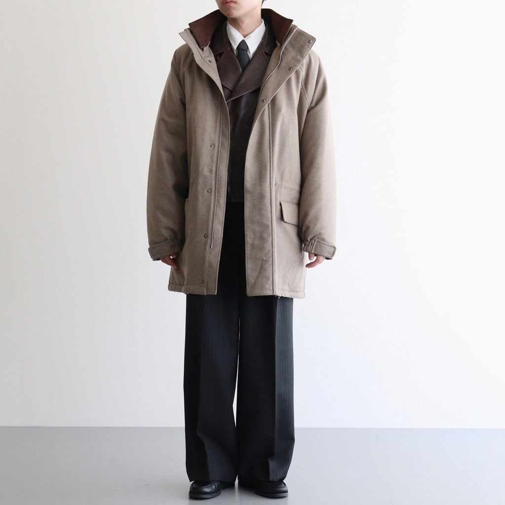 WOOL FULLING FLANNEL PADDED OVER BLOUSON #TOP BROWN [A25AB02CF]