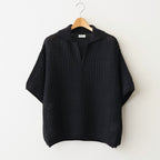 MESH KNIT SKIPPER POLO SHIRT #BLACK [YK26SS01298S]