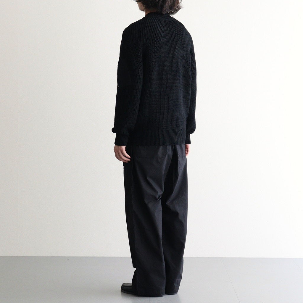 BATONER ウール梳毛片畔 ジップカーディガン #BLACK [HR-N003-051]
