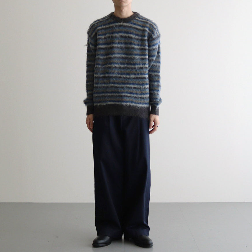 MOHAIR BORDER SWEATER #BLUE×CHARCOAL [YK24FW0824S]