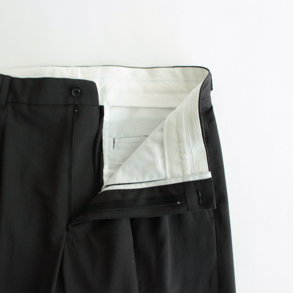 WOOL TROPICAL 3PLEATED WIDE-LEG TROUSERS #CARBON BLACK