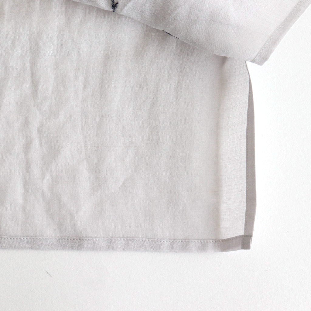 EMBROIDERY OPEN COLLAR SHIRT #GRAY [YK25SS001004SH]