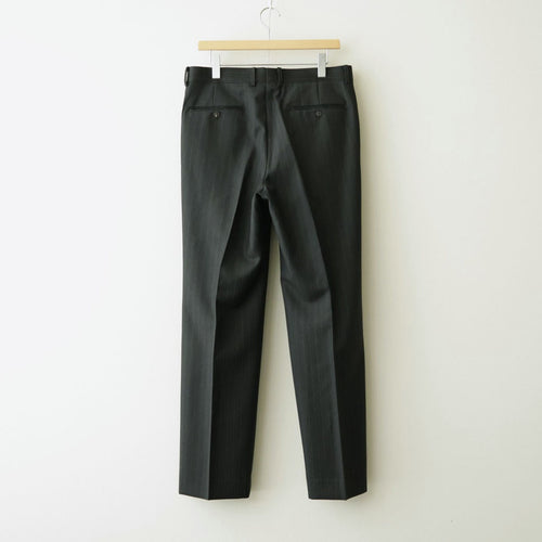 BLUEFACED WOOL TWO-TUCK SLACKS #CHARCOAL NAVY STRIPE [A26AP02BS]