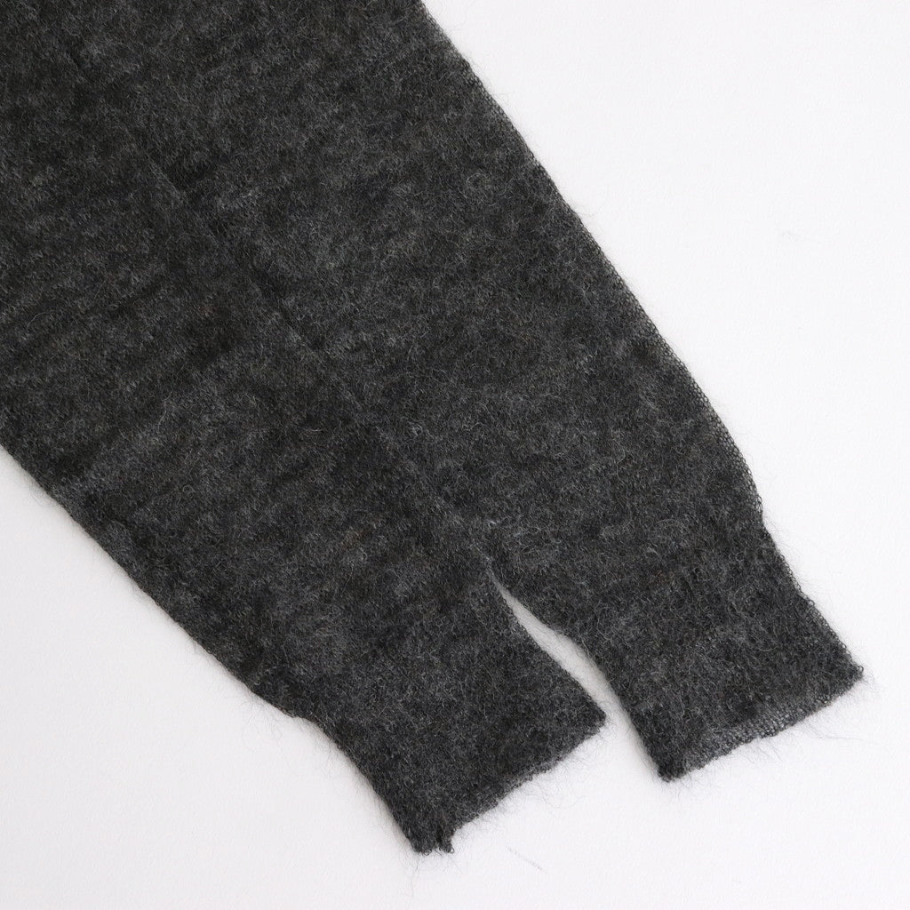 KID MOHAIR SHEER KNIT SHIRT CARDIGAN #TOP CHARCOAL [A24AC02FG]