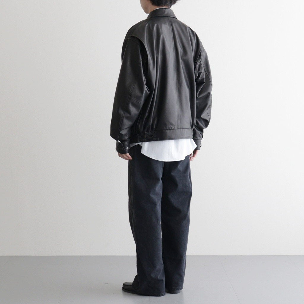 SULFUR DYED OXFORD VINTAGE WIDE PANTS #BLACK [ST.1395]
