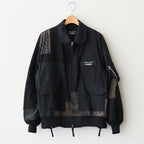 綿ナイロンバックサテン×多素材MIX ブルゾン #BLACK×MIX [HO-J023-051]