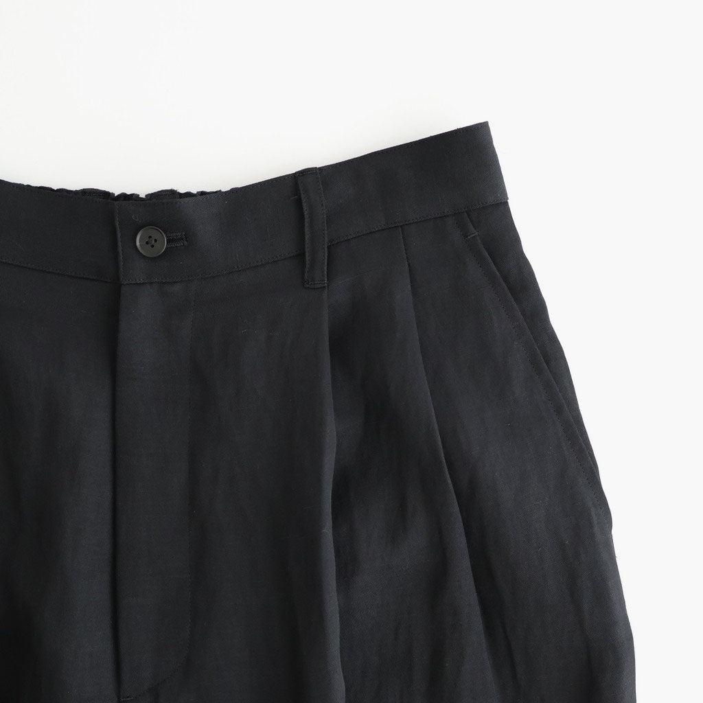 VIS/LI BRIGHT TWILL WIDE EASY TROUSERS #BLACK [ST.1466]