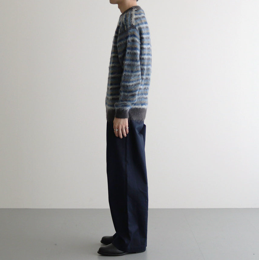 MOHAIR BORDER SWEATER #BLUE×CHARCOAL [YK24FW0824S]