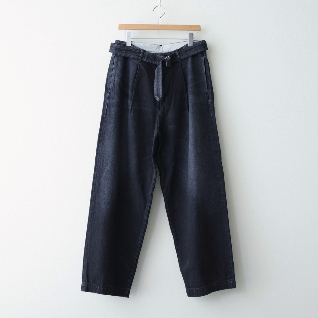 Selvage Denim Belted Pants #BLACK_DARK FADE [GU261-40064DB]