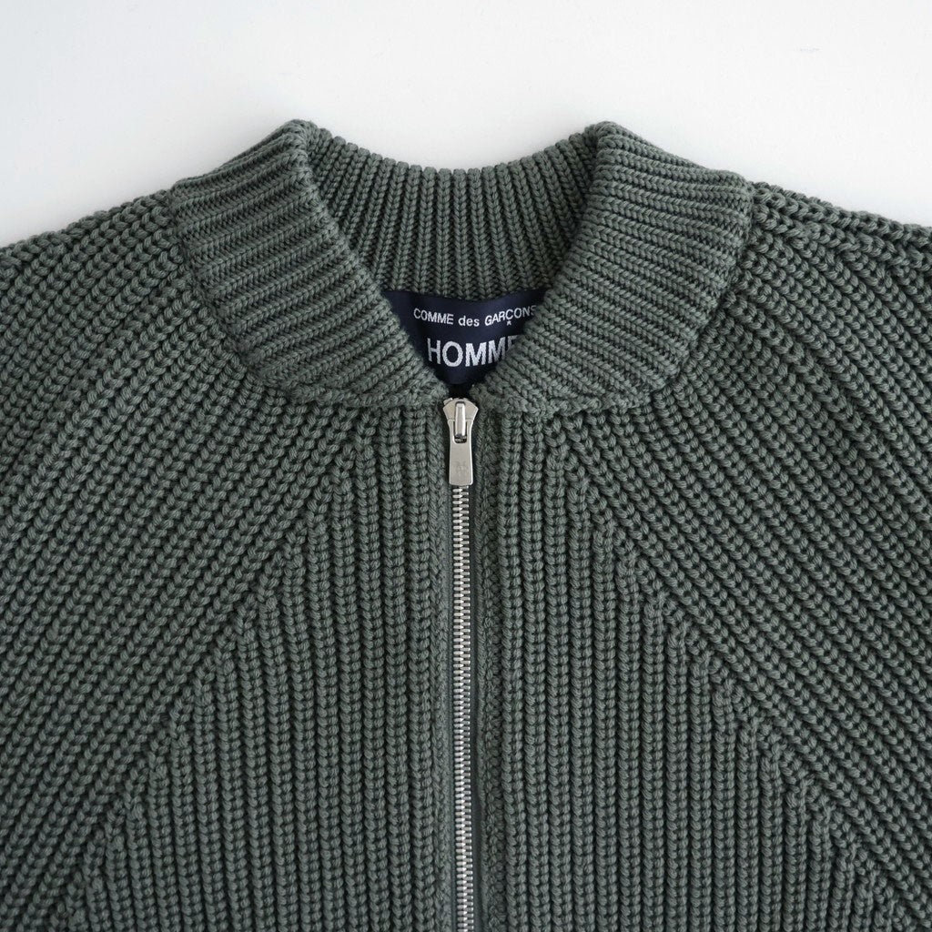 BATONER ウール梳毛片畔 ジップカーディガン #KHAKI [HR-N003-051]