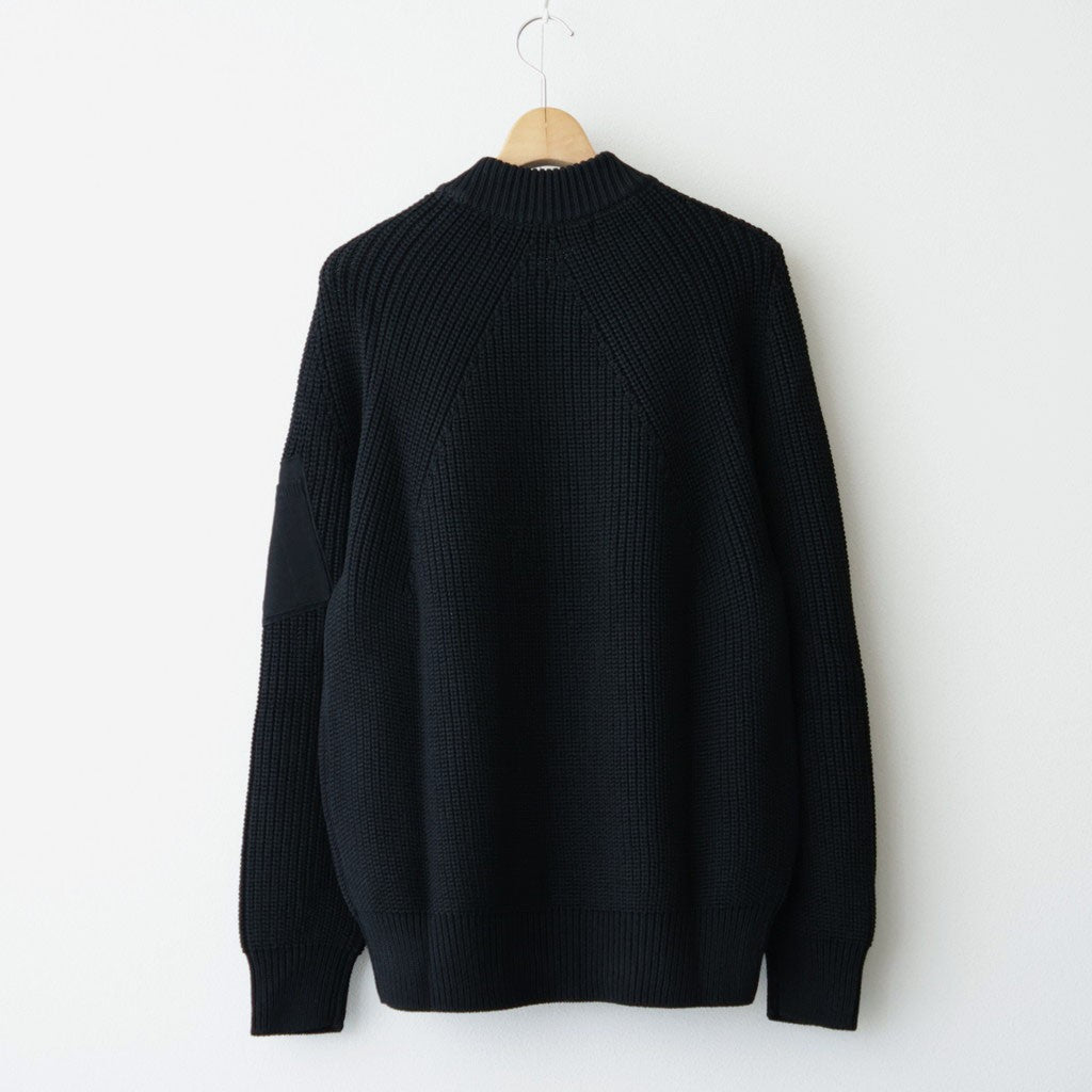 BATONER ウール梳毛片畔 ジップカーディガン #BLACK [HR-N003-051]