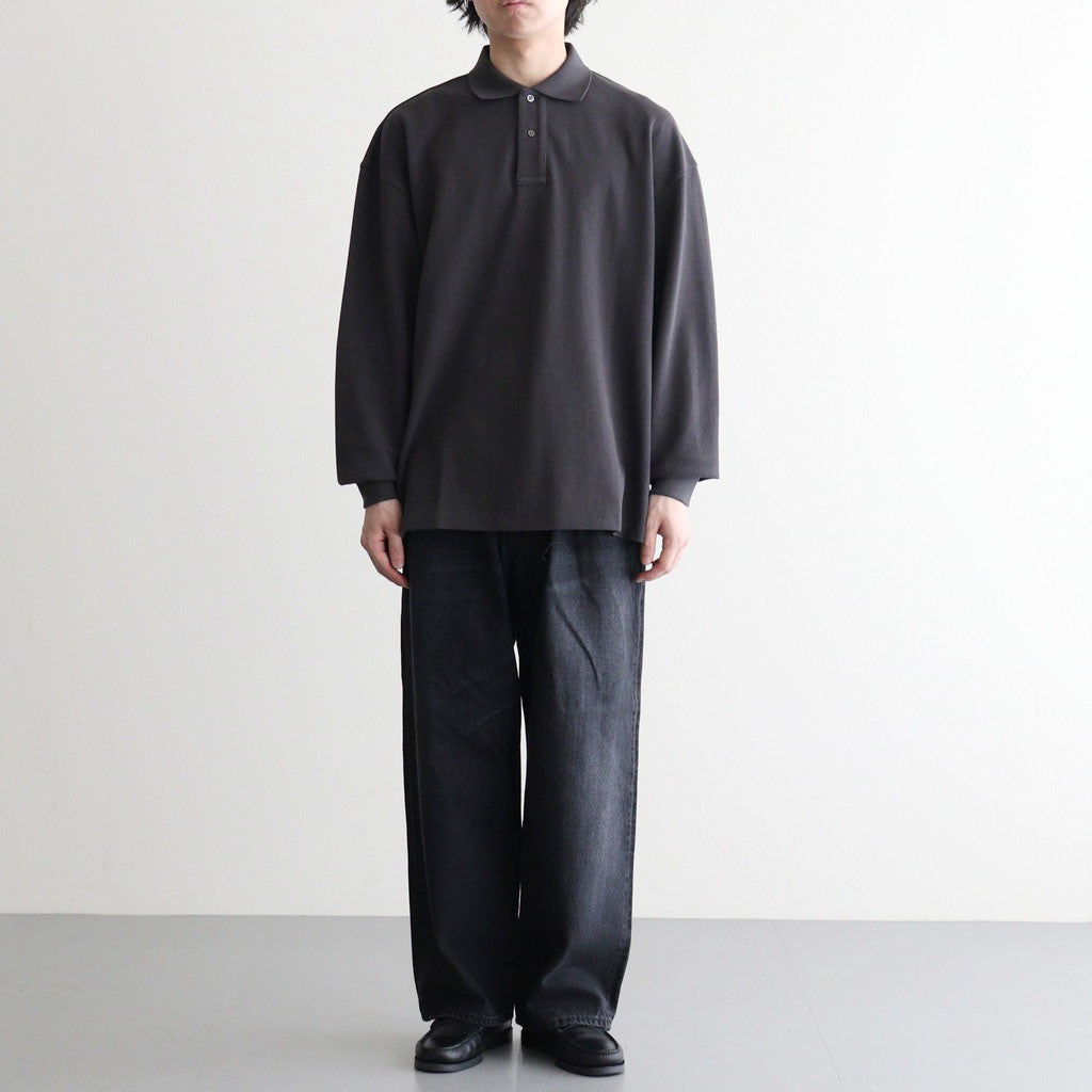 Cotton Pique Jersey L/S Polo #CHARCOAL [GM261-70417]