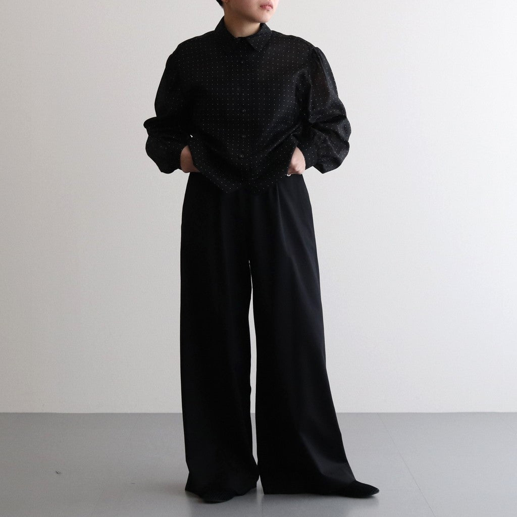 Viscose Wool Silk Gabardine Easy Wide pants #BLACK [GL241-40162]