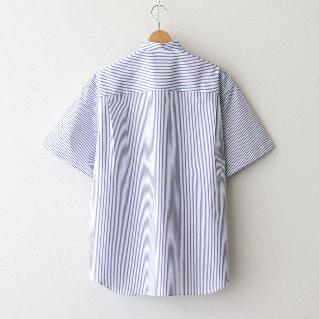綿ストライプ S/S シャツ #WHITE×SAX [HO-B023-051]