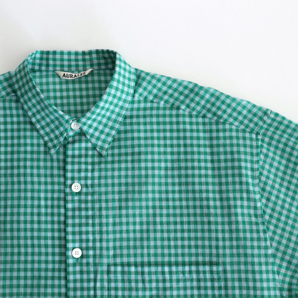 AIRY LIGHT COTTON CHECK BIG SHIRT #GREEN GINGHAM CHECK [A25SS01GC]