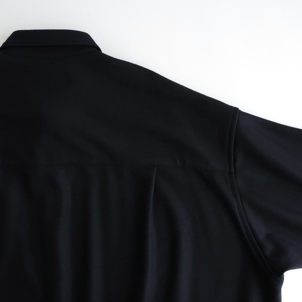 Wool Smooth Flannel Oversized Regular Collar Shirt #BLACK [GU253-50221B]