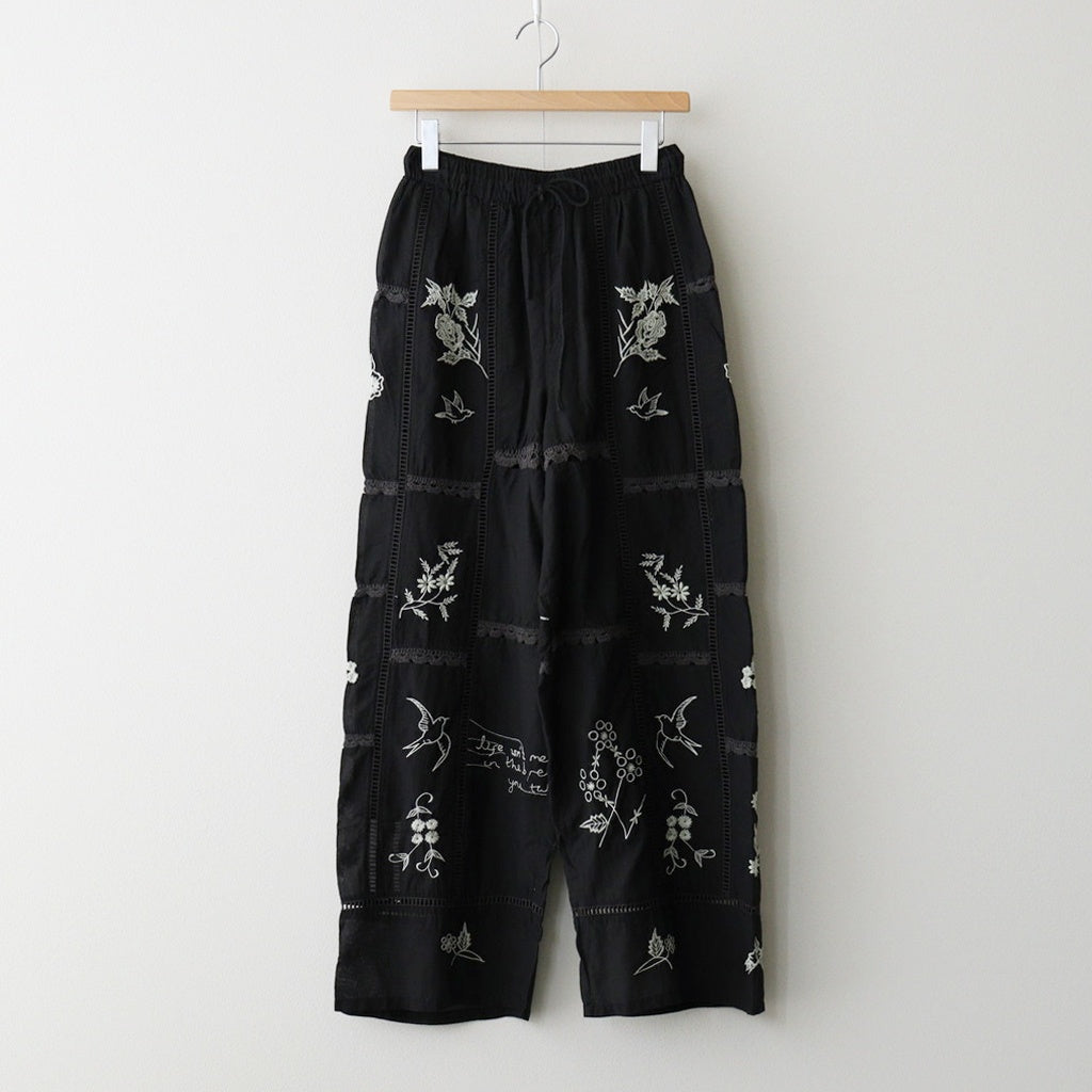 Embroidery Patchwork Trousers #BLK [12610719]