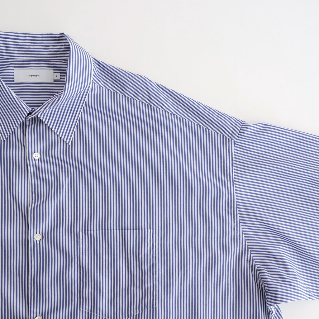 Broad Stripe L/S Oversized Regular Collar Shirt #BLUE STRIPE [GM254-50022STB]