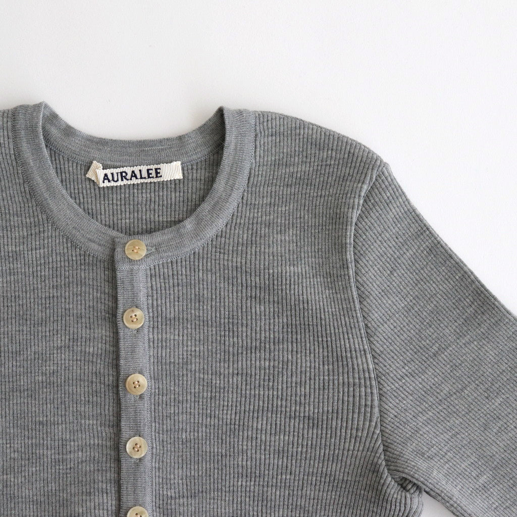 AURALEE / オーラリー | 2023AW | SUPER FINE WOOL HIGH GAUGE RIB KNIT SHORT CARDIGAN カーディガン | 1 | チャコールグレー | レディース ADAM ET ROPÉ FEMME(アダム エ ロペ ファム) / 【公式サイト限定