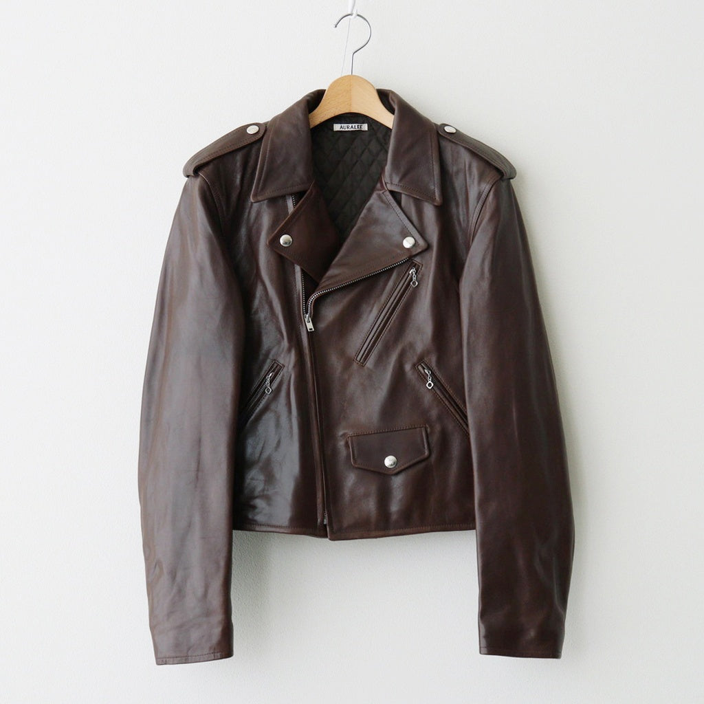 HEAVY LAMB LEATHER RIDERS JACKET #DARK BROWN [A25AB01LA]