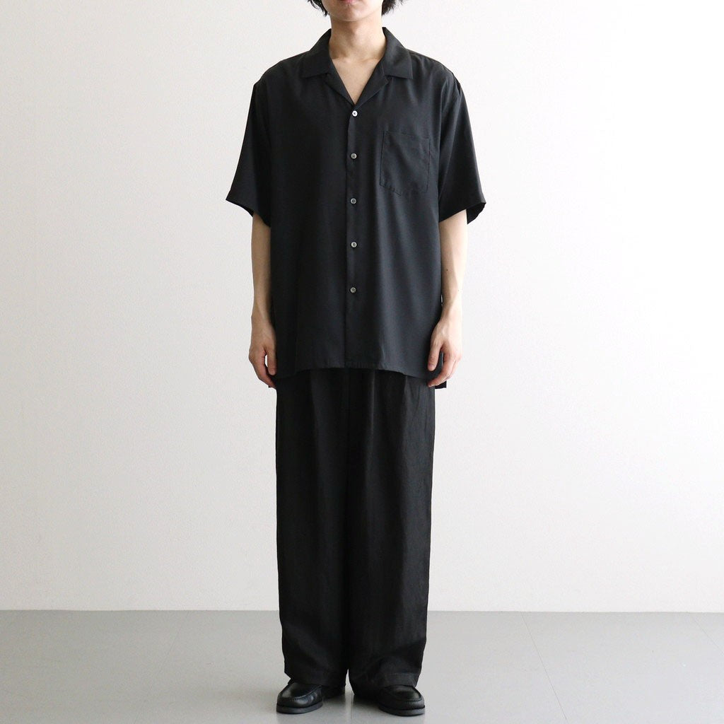 CUPRO TWILL OVERSIZED OPEN COLLAR SS SHIRT #BLACK [ST.1462]
