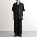 CUPRO TWILL OVERSIZED OPEN COLLAR SS SHIRT #BLACK [ST.1462]