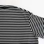 FBSBTF - 微強撚綿天竺 ボートネックロンT #98 BK base×WH bd [SN_FR0907TF]