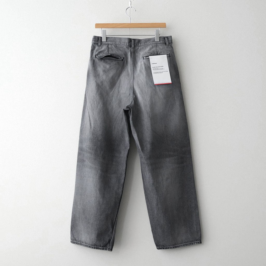 Selvage Denim Two Tuck Pants #BLACK_LIGHT FADE [GU261-40061LB]
