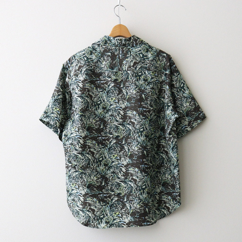 PRINTED AIRY SILK HALF-SLEEVED SHIRT #DARK BROWN [A26SS01AP