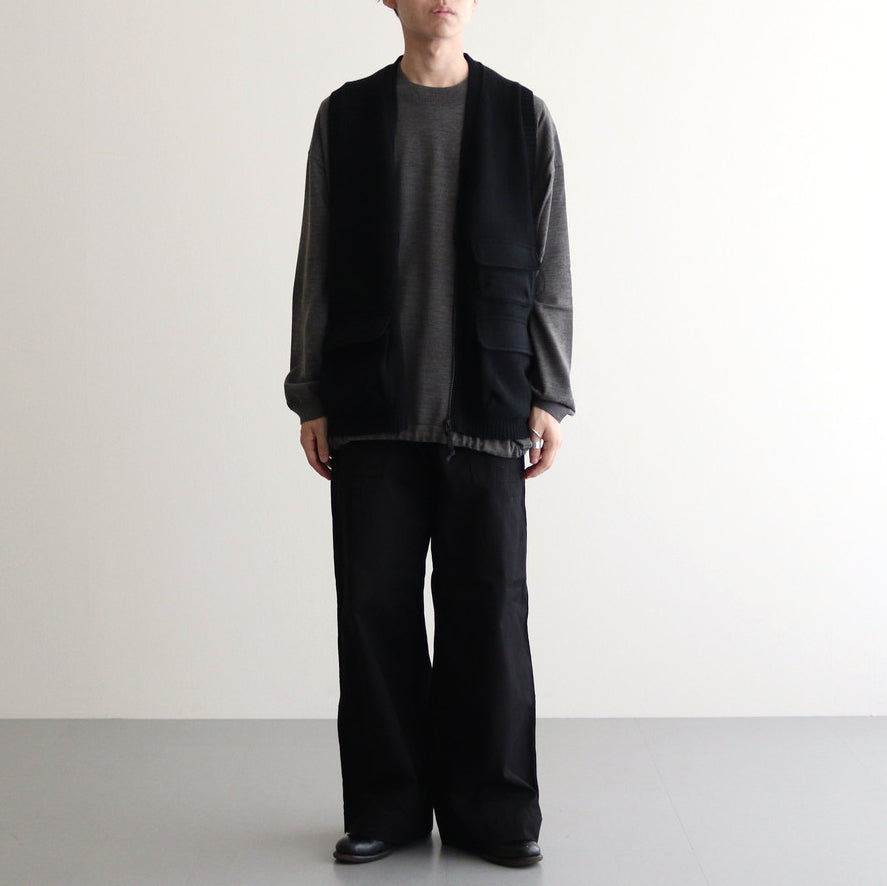 ラムウールジャカード ベスト #BLACK [HN-N005-051]