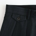 BLUEFACED WOOL TWO-TUCK SLACKS #CHARCOAL NAVY STRIPE [A25AP05BS]