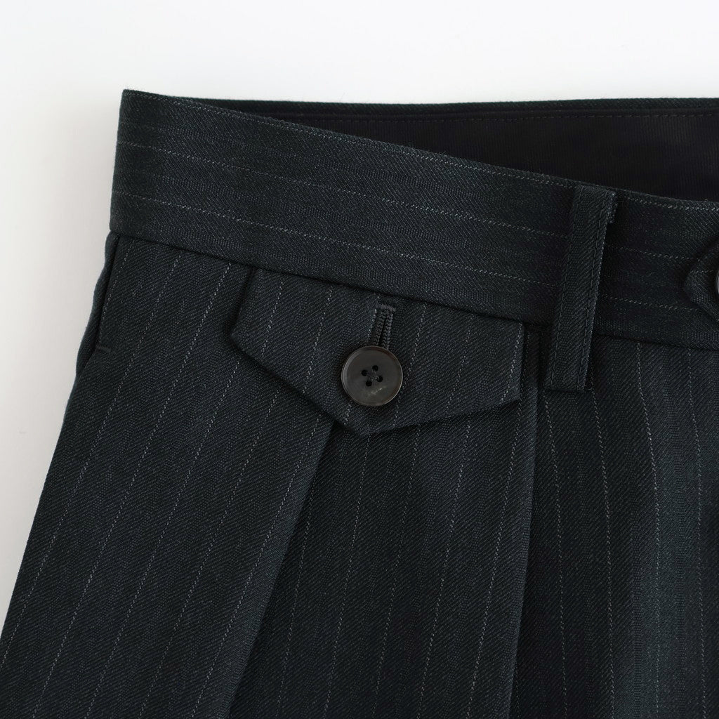 BLUEFACED WOOL TWO-TUCK SLACKS #CHARCOAL NAVY STRIPE [A25AP05BS]