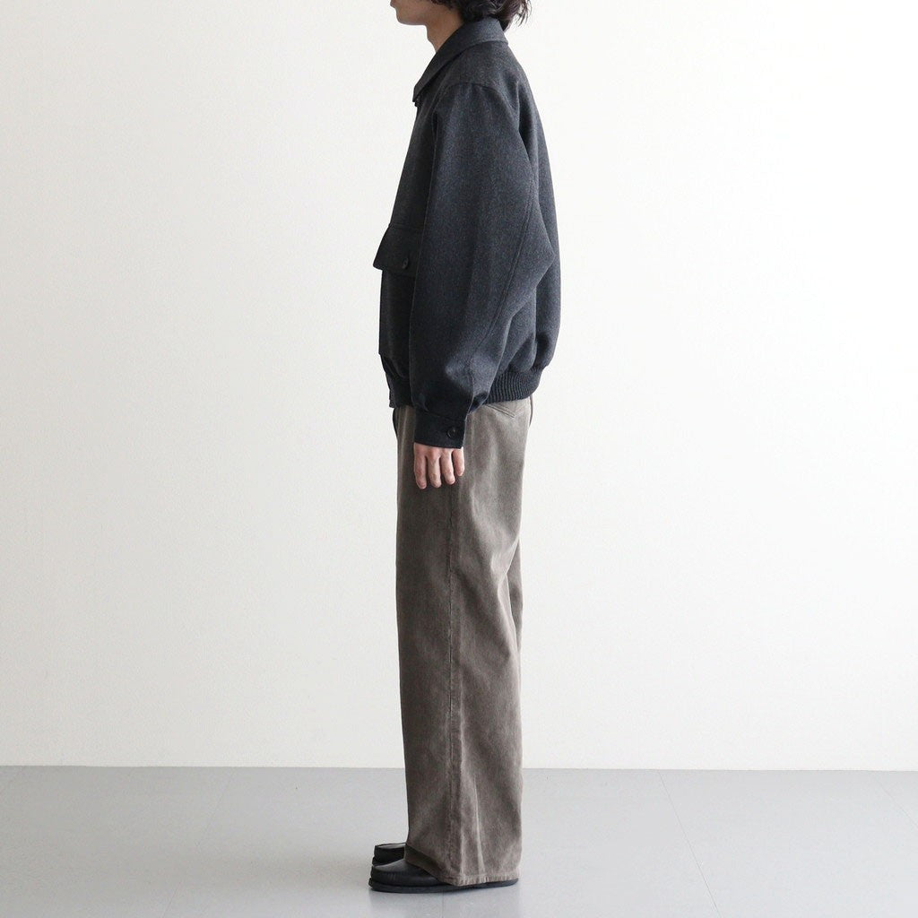 CASHMERE MOLESKIN ZIP BLOUSON #TOP CHARCOAL [A26AB02CM]