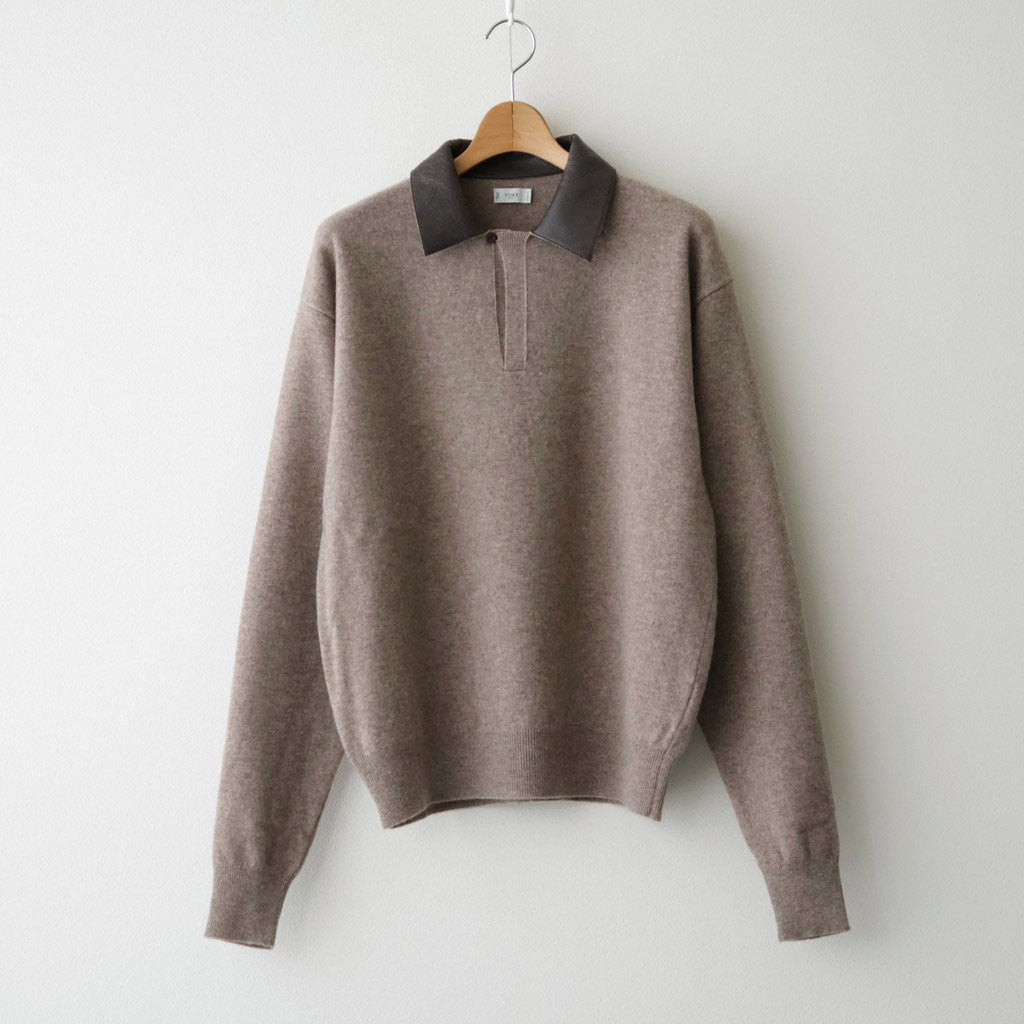 Leather-Trimmed Skipper Sweater #Beige [YK26FW01380S]