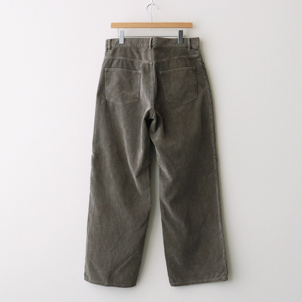 PIGMENT DYED FINX CORDUROY WIDE 5P PANTS #OLIVE BROWN [A25AP02FC]
