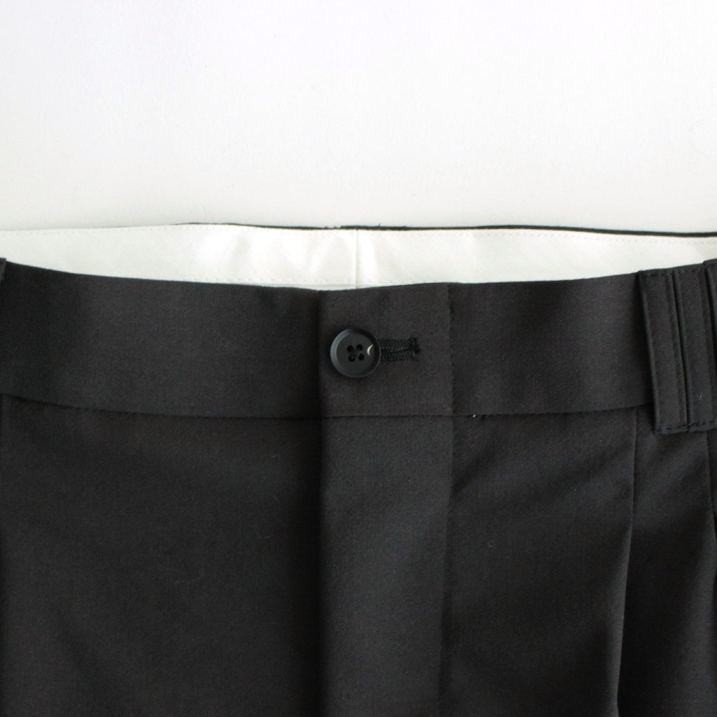 WOOL TROPICAL 3PLEATED WIDE-LEG TROUSERS #CARBON BLACK