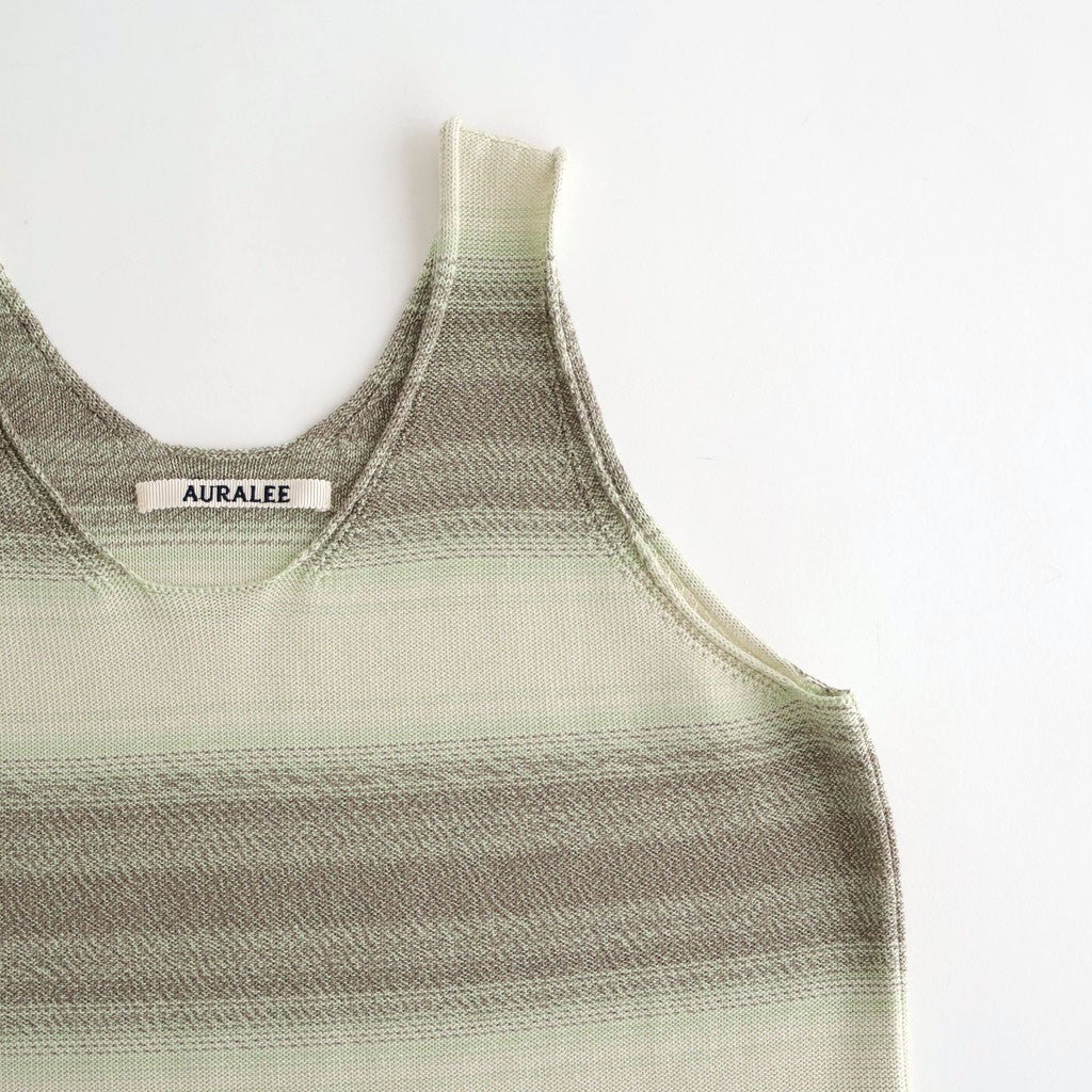COTTON SILK GRADIENT STRIPE KNIT DRESS #LIME GRAY STRIPE [A26SD03GB]