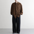 Wool Smooth Flannel Oversized Regular Collar Shirt #BROWN [GU253-50221B]