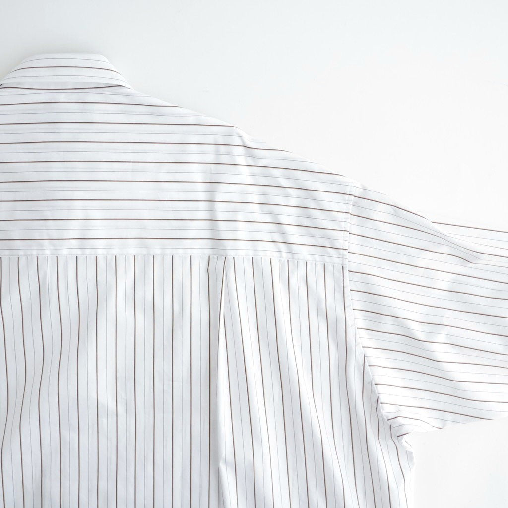 SIDOGRAS Brown Stripe L/S Oversized Regular Collar Shirt #WHITE [GM263-50345]