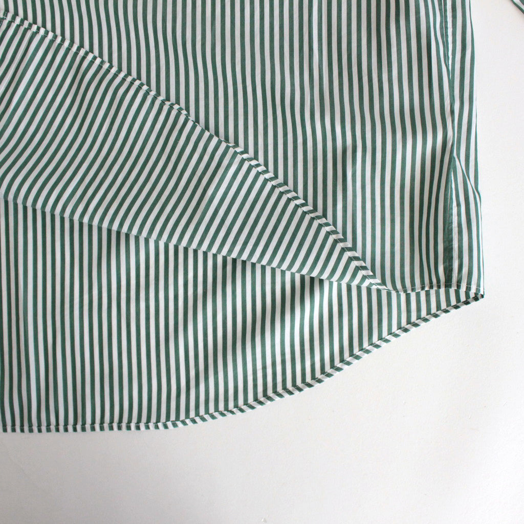 Broad L/S Oversized Regular Collar Shirt #GREEN STRIPE [GM234-50001STB]