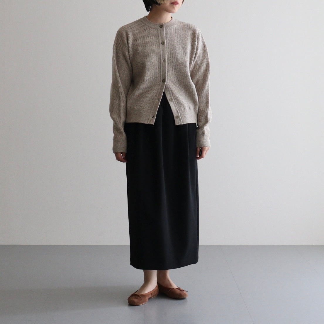 Women's Cable C/N Cardigan #BEIGE [2503-021]