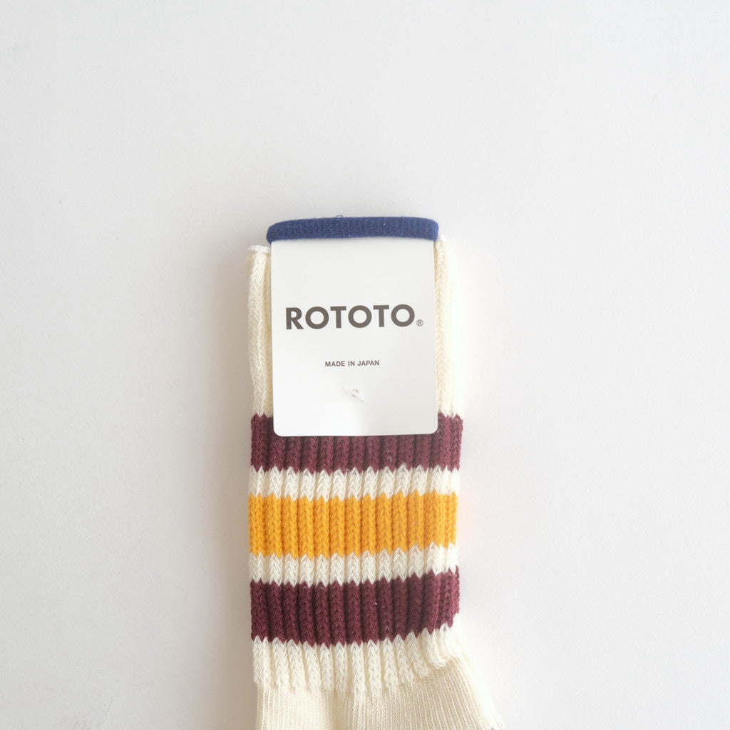 COARSE RIBBED OLDSCHOOL CREW SOCKS #BORDEAUX/YELLOW [R1255-AW25]