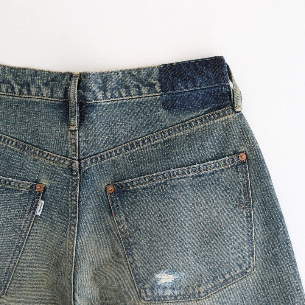 DAMAGED MODERN DENIM PANTS WIDE CUT #FADED INDIGO [25880409]