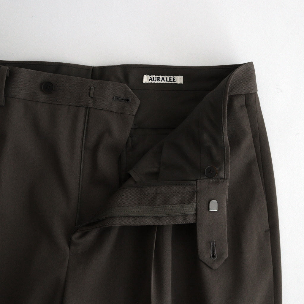 LIGHT WOOL MAX GABARDINE TWO-TUCK SLACKS #TOP BROWN [A24AP03MG]