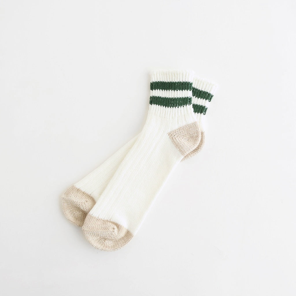 O.S. RIBBED ANKLE SOCKS #WHITE/IVY GREEN [R1404-SS26]