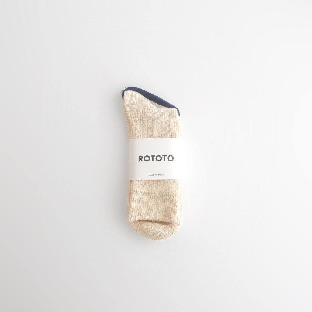 WASHI/RECYCLED COTTON RIB CREW SOCKS #RAW [R1535-AW25]