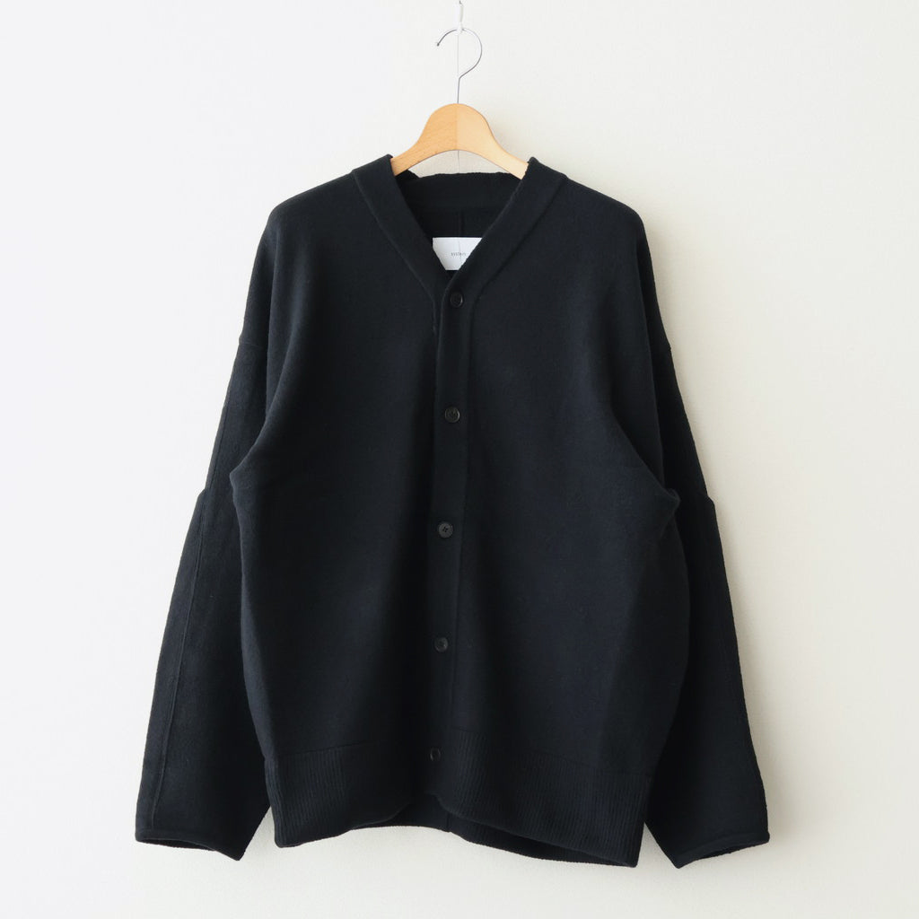 EXTRA FINE WOOL KNIT TUCKED CARDIGAN #BLACK [ST.1298]
