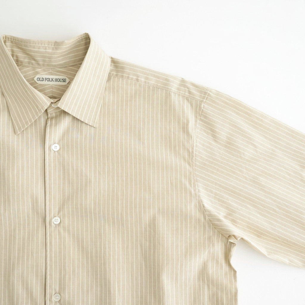 Cotton Poplin Striped Classic Shirt #Beige [OFH011SH12]