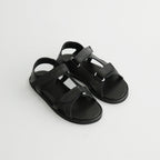 SOFT LEATHER DOUBLE STRAP SANDALS #BLACK [A26SS12QD]