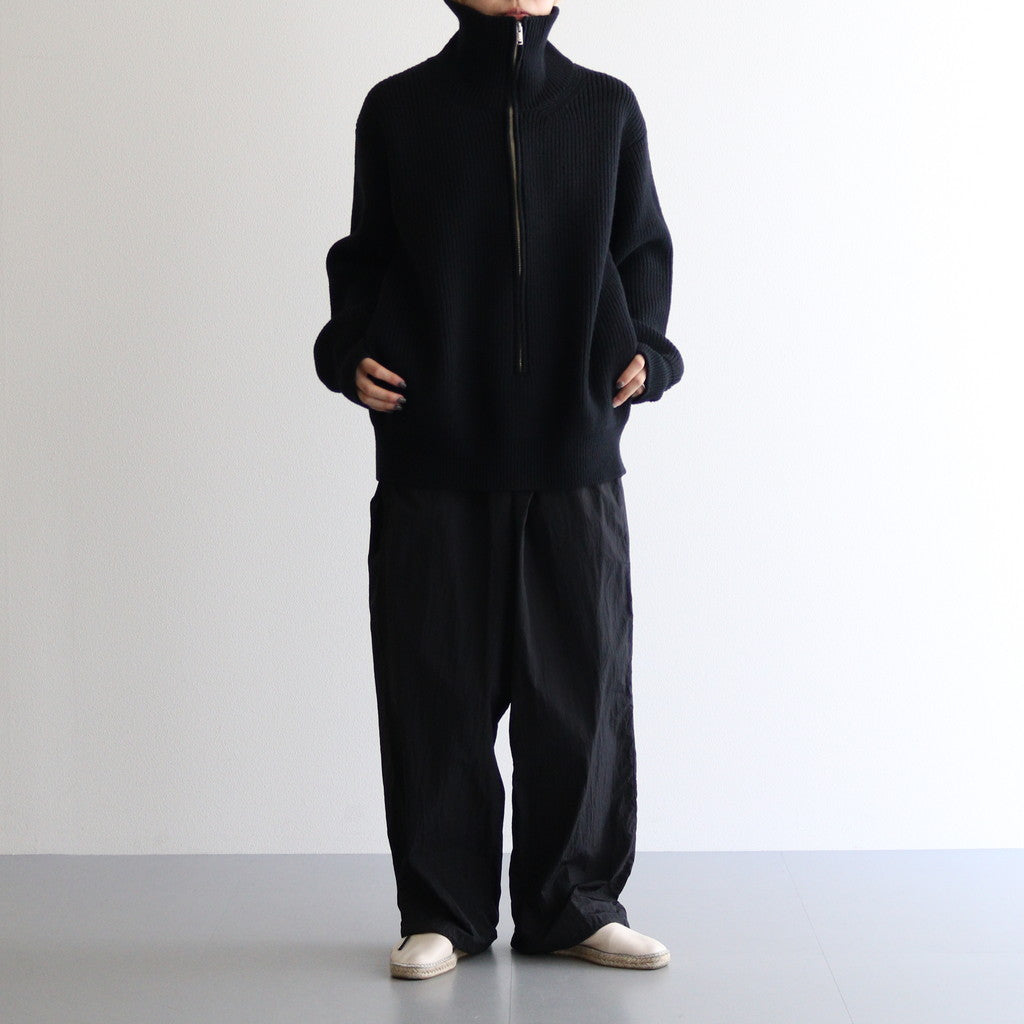 3/4 FRONT ZIP HIGHNECK RIB SWEATER #BLACK [YK24FW0829S]